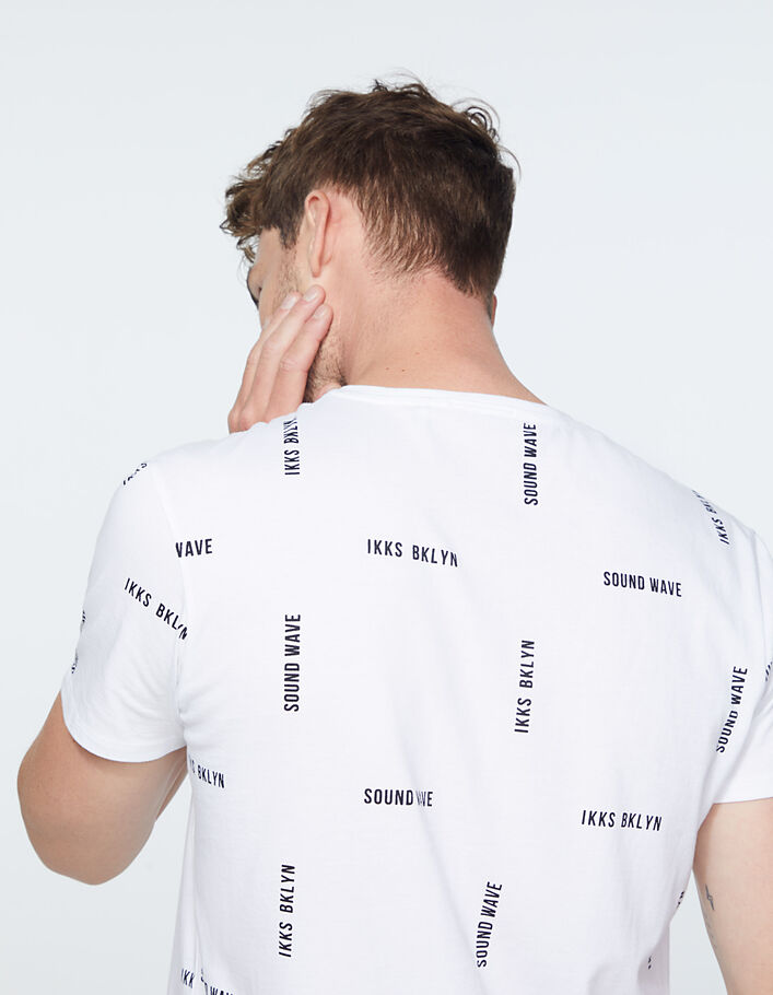 Men’s white Sound Wave IKKS Bklyn lettering T-shirt - IKKS