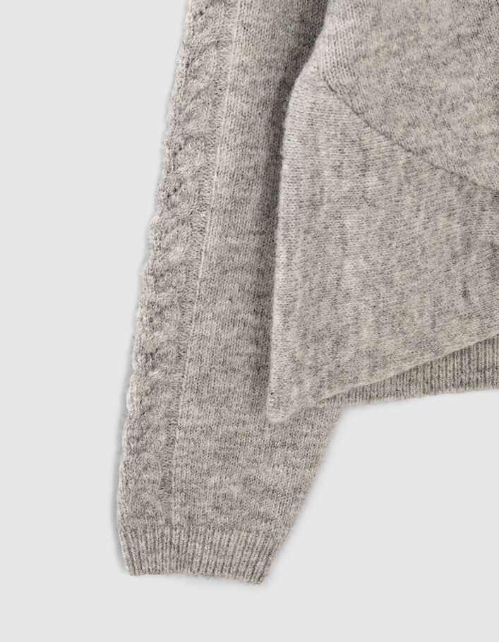 Pull gris chiné moyen tricot avec nœud twisté fille - IKKS
