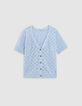 Blue fine knit back/front reversible cardigan-7