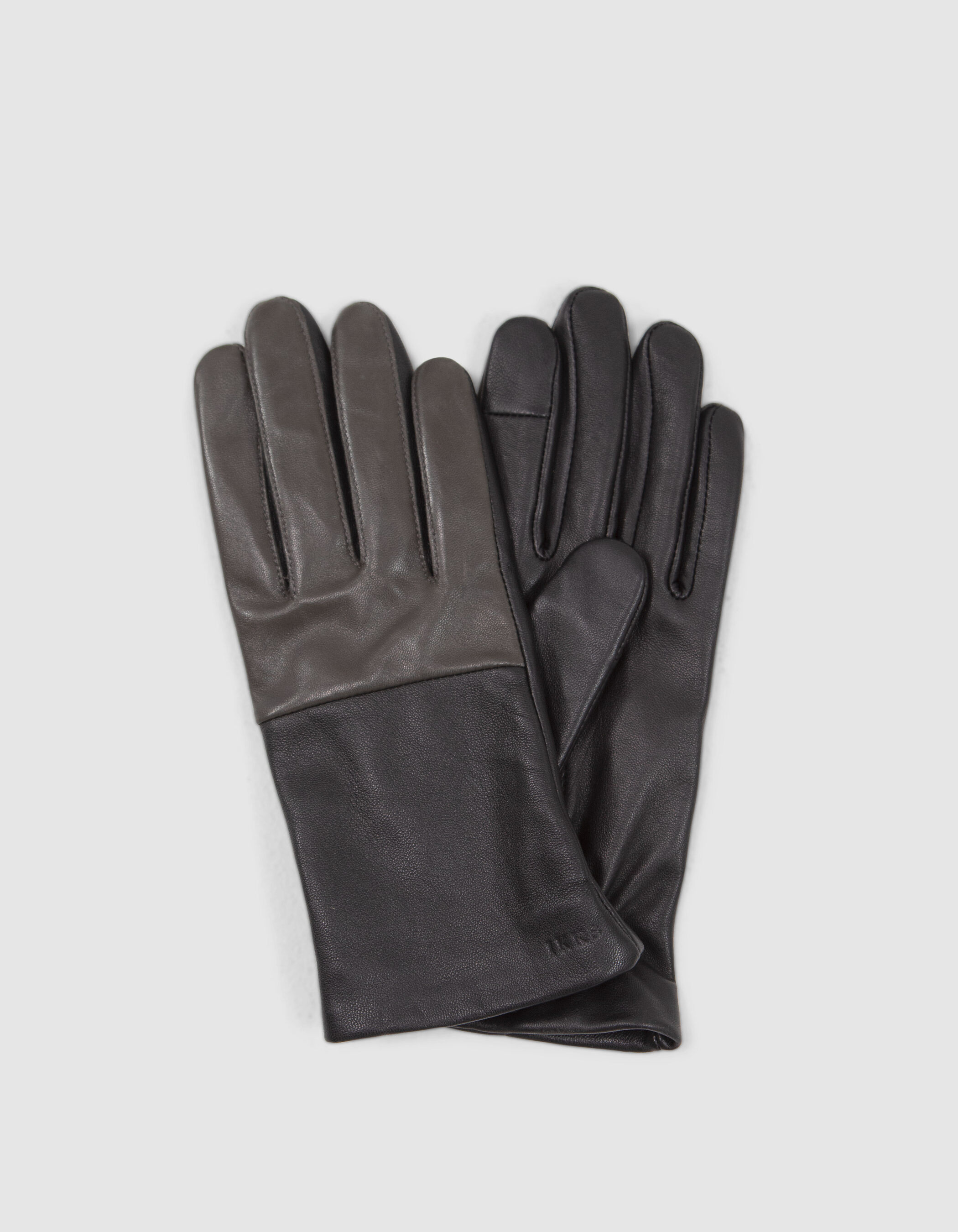 Gants noirs et kaki en cuir Femme