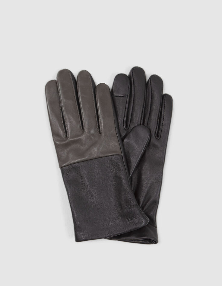 Guantes de cuero negro y caqui mujer-5