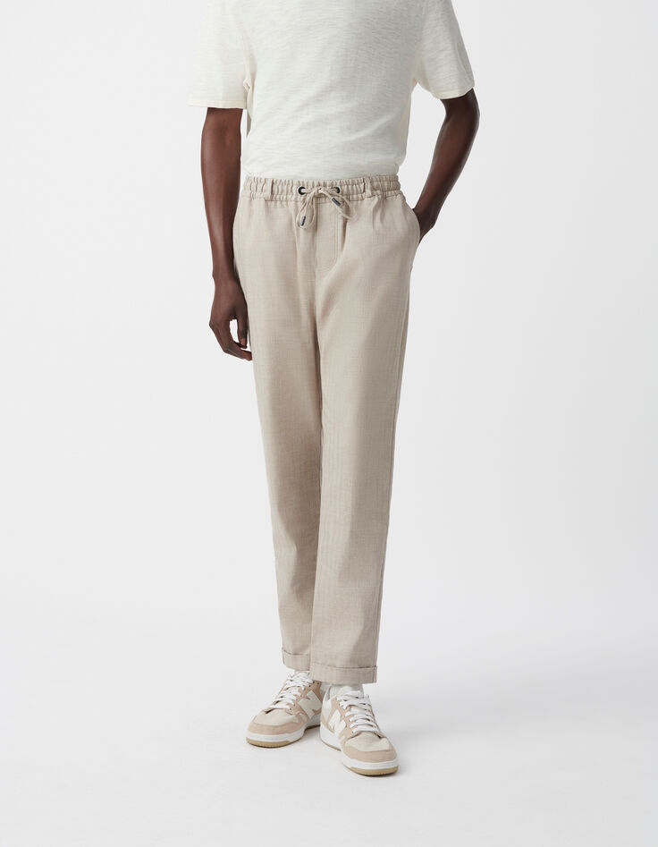 Jogpant de costume beige lin mélangé Homme-2