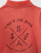 Baby boys’ orange organic cotton polo shirt+print on back-6