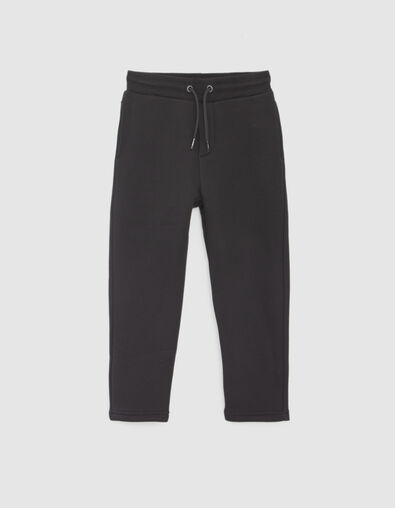 Boys&rsquo; black sweatshirt fabric joggers with print on back - IKKS