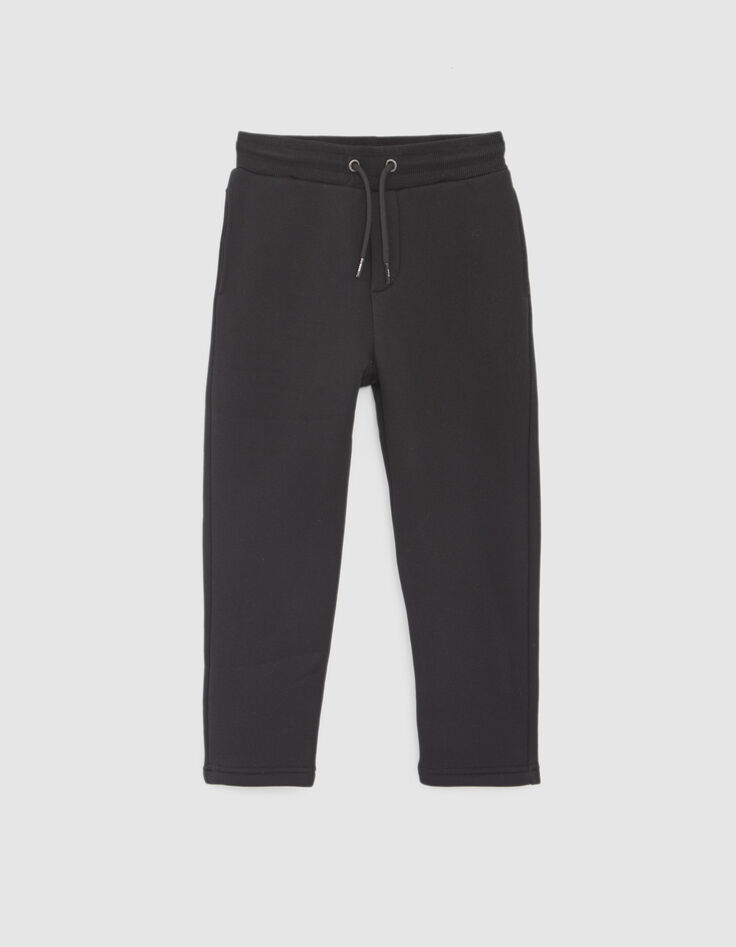 Boys&rsquo; black sweatshirt fabric joggers with print on back-1
