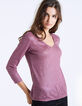 Tee-shirt fluide col V en lin parme foil femme-2