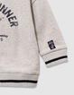 Boys’ grey organic cotton sweatshirt, winged shoe image-6