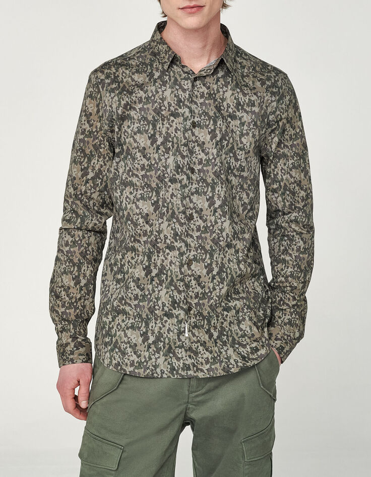 Camisa SLIM caqui estampado camuflaje Hombre-1