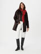 Manteau marron effet poulain Femme-1
