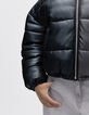 Kurze schwarze Mädchen-Steppjacke mit langen Ärmeln-4