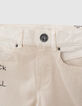 Boys&rsquo; ivory denim Bermudas with embroidery and patches-2