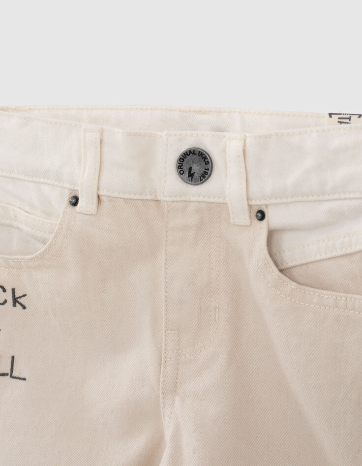 Boys&rsquo; ivory denim Bermudas with embroidery and patches-2