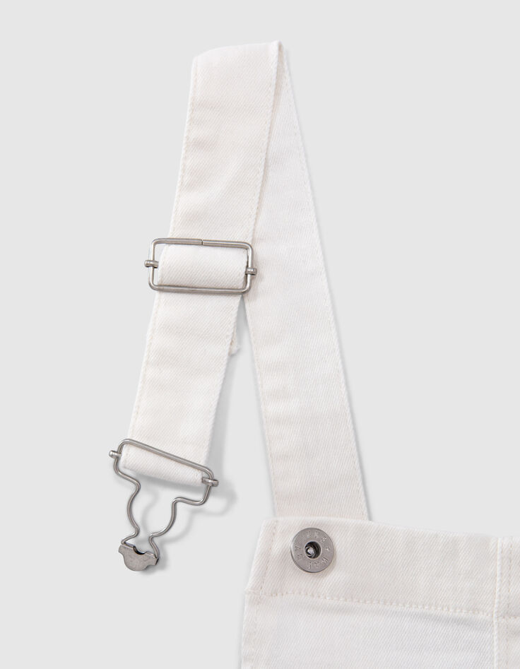 Girls' off-white upcycled denim dungarees-7