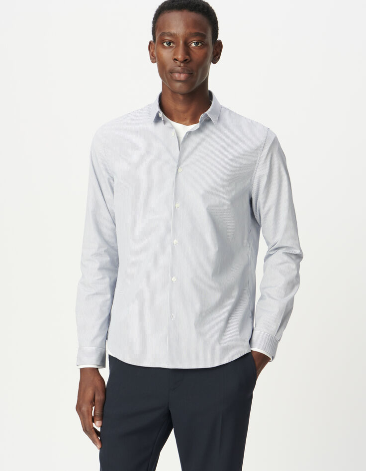 Chemise regular marine motif fines rayures Homme-4 Chemise regular marine motif fines rayures Homme-4