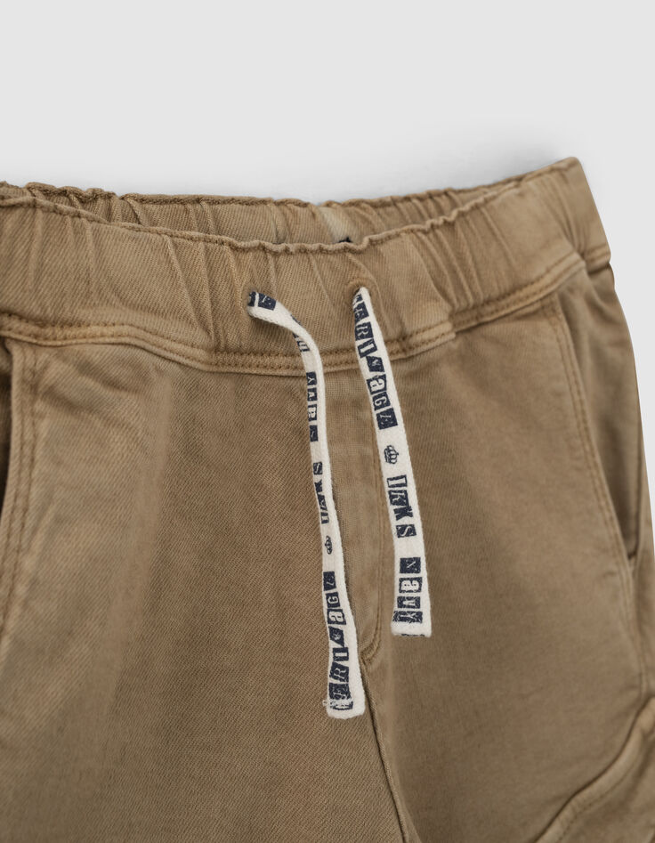 Pantalon beige &eacute;lastiqu&eacute; forme battle gar&ccedil;on -3