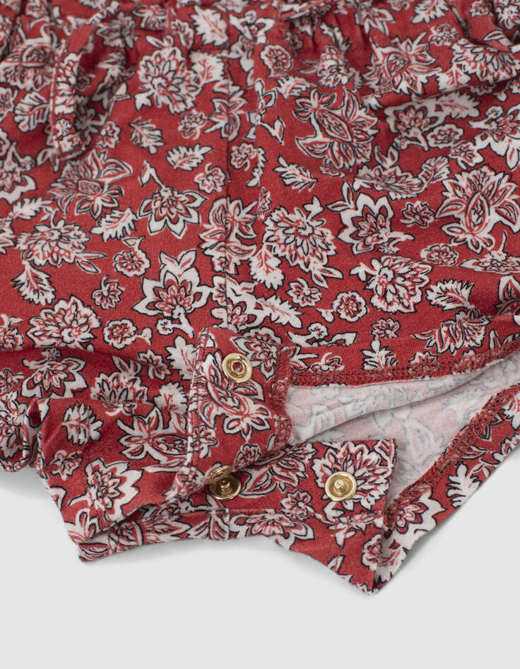 Mono corto rojo estampado floral bebé niña-4