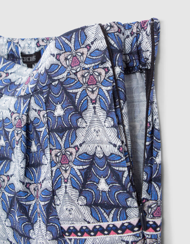 Girls' white trousers with graphic wax print-6