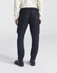 Pantalón battle CROPPED negro de lino y bajos elásticos Hombre-3