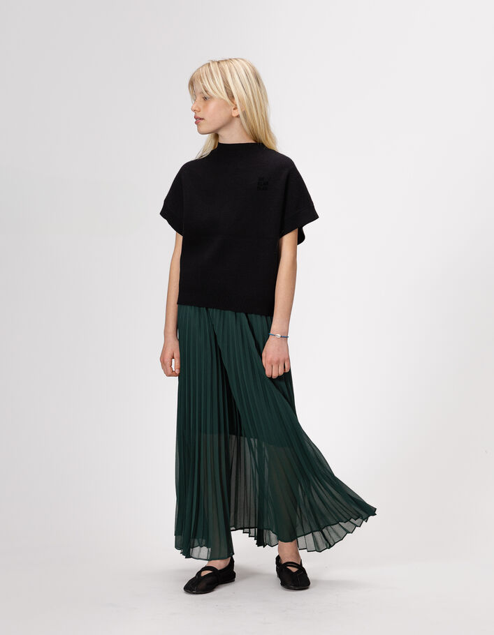 Ikks Girls Pleated Trousers Girl's Long Green Pleated Skirt IKKS