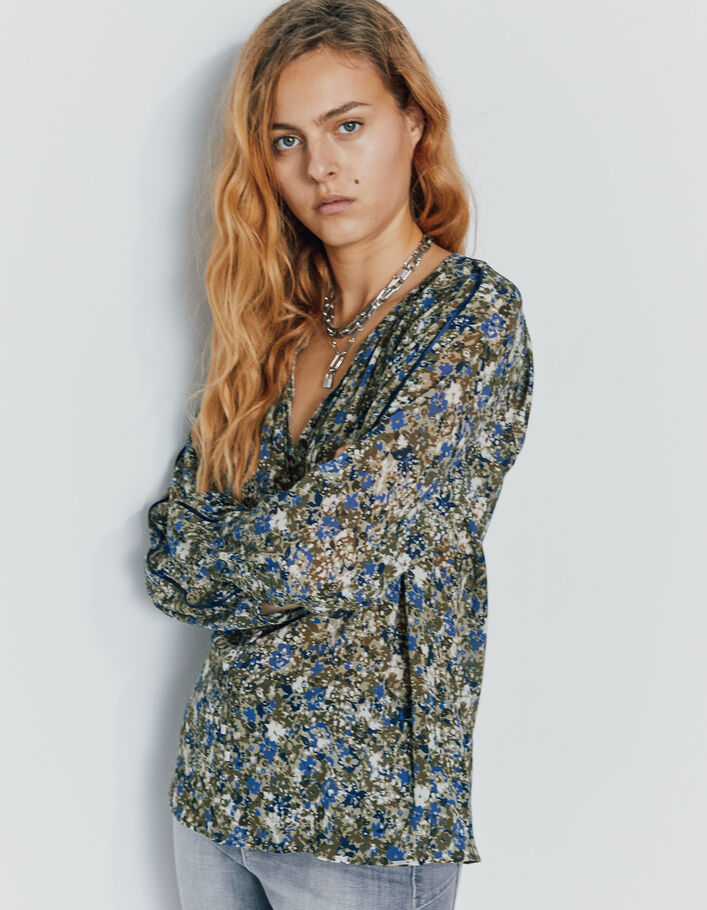 Damenvoilebluse mit Blumencamouflagemuster-2