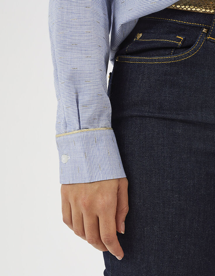 Chemise bleuet à jacquard doré I.Code-2