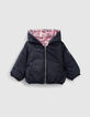Plumas reversible navy floral cachemira bebé niña-3