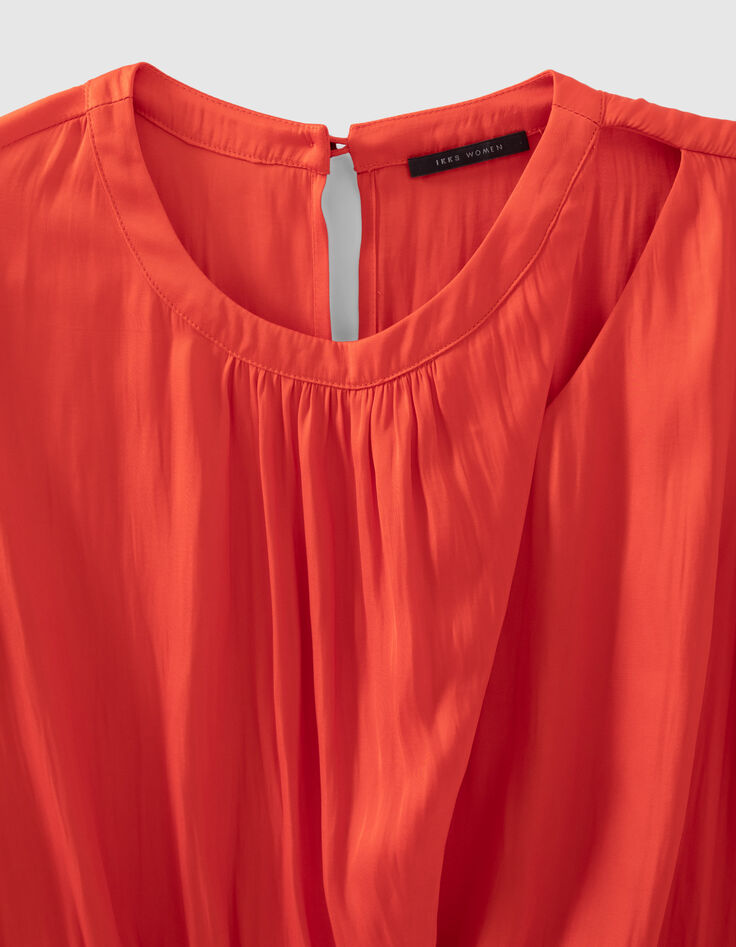 Blouse orange recyclée avec basque Femme-7