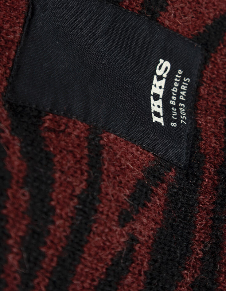 Echarpe bordeaux tricot jacquard zèbre Femme-3 Echarpe bordeaux tricot jacquard zèbre Femme-3