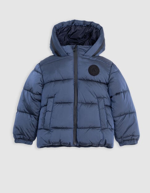 Recycled metallic navy quilted jacket for boys - IKKS