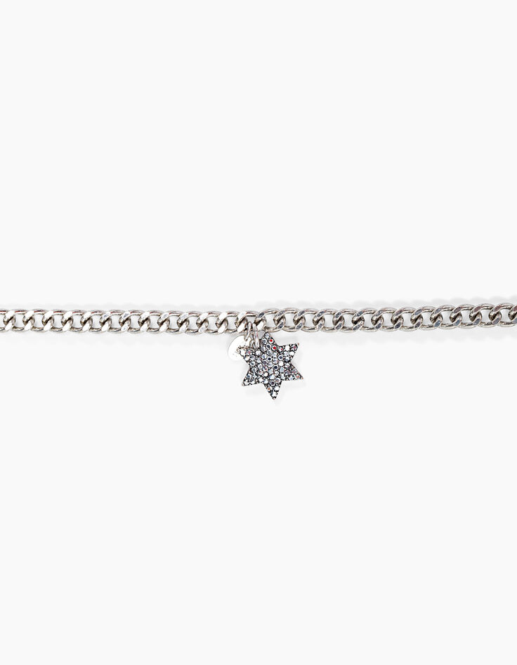 Women’s silver metal chain bracelet with star medallion-3