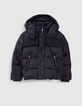 Boys’ navy houndstooth motif nylon padded jacket-1