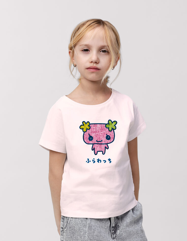 Roze T-shirt bio lovertjes TAMAGOTCHI x IKKS meisjes-5