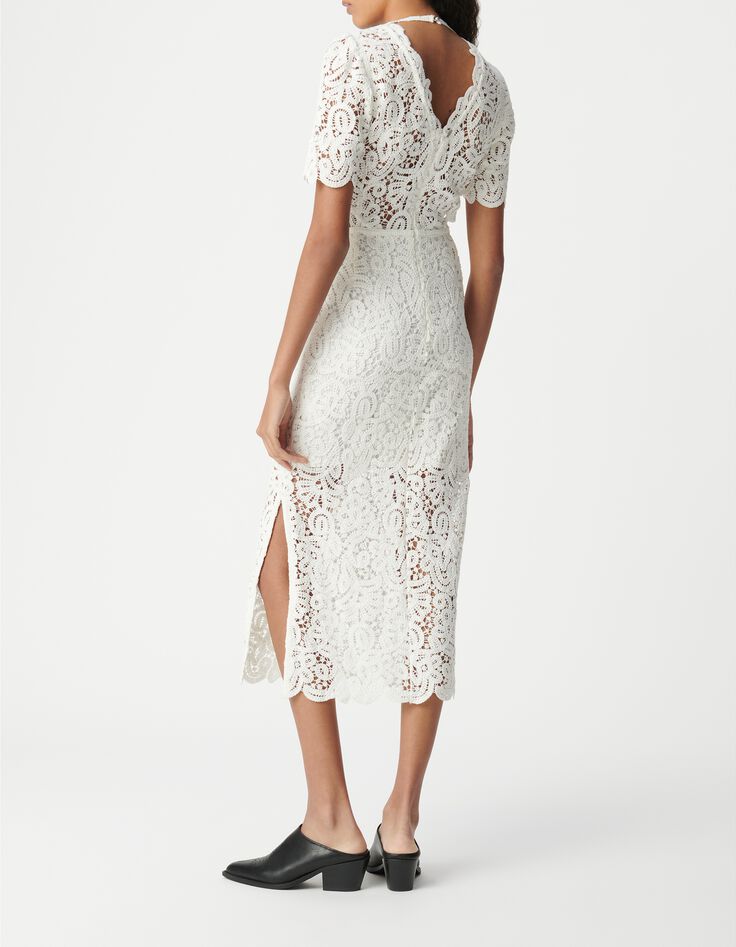 Schickes wei&szlig;es Makramee-Spitzenkleid f&uuml;r Damen-3