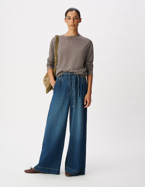 Jean large bleu avec ceinture Elisa Femme - IKKS