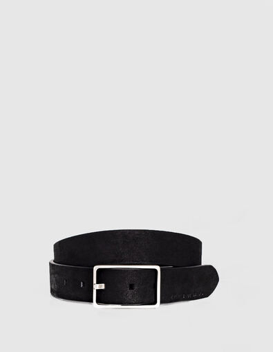 Ceinture noire en cuir nubuck Homme - IKKS