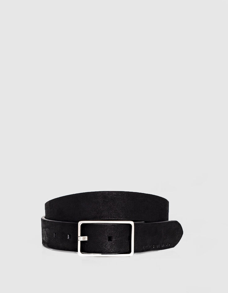 Ceinture noire en cuir nubuck Homme-1