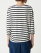 Oversized navy en wit matrozen T-shirt met schouderjuwelen Dames-3