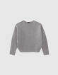 Pull gris chiné tricot côtelé fille-1