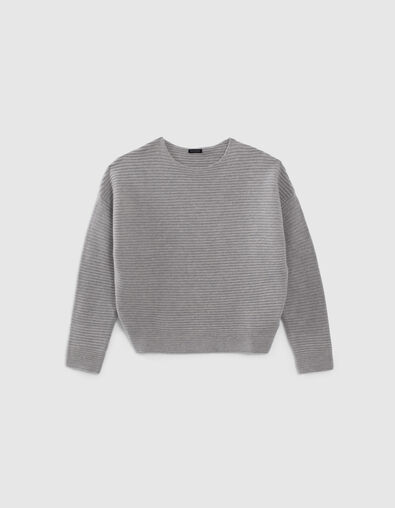 Pull gris chiné tricot côtelé fille - IKKS