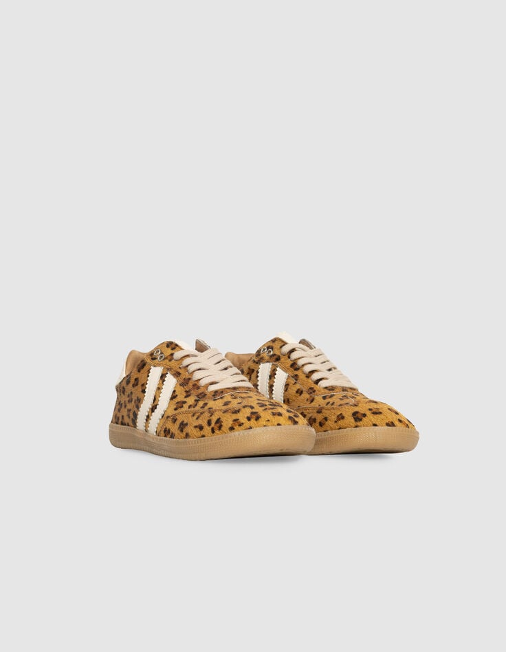 Baskets basses camel cuir effet poulain léopard Femme-4 Baskets basses camel cuir effet poulain léopard Femme-4