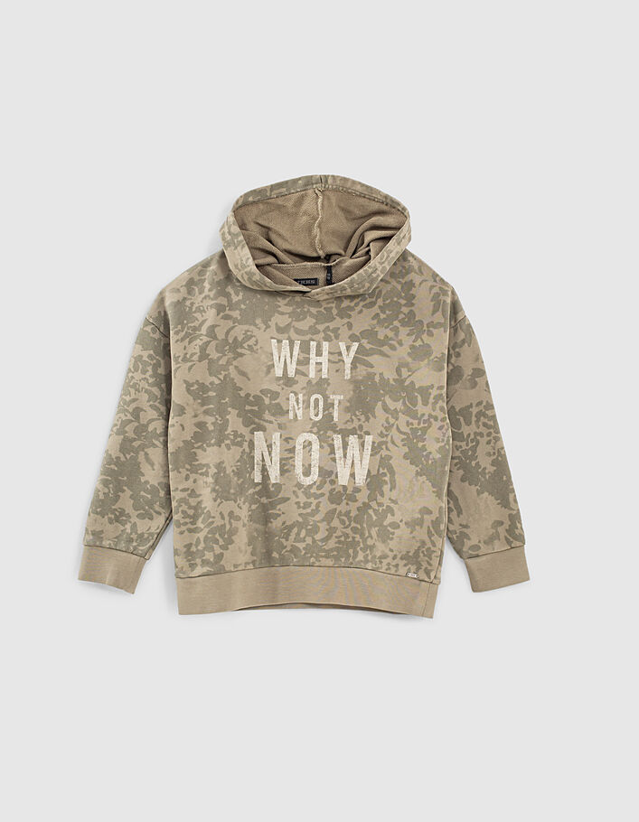 Kaki sweater camouflage-bladerenmotief jongens - IKKS