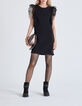 Robe noire volants tulle plumetis Femme-2