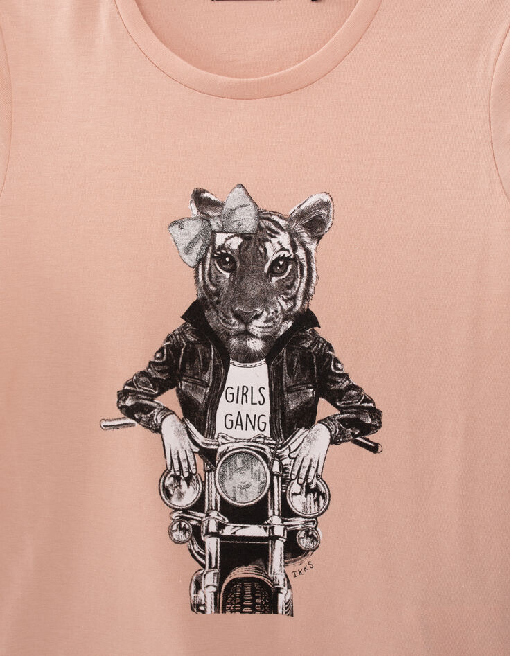Camiseta rosa tigre motorista niña-2