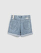 Mädchen-Mom-Shorts mit Schalgürtel, Bio, in Light Blue-4