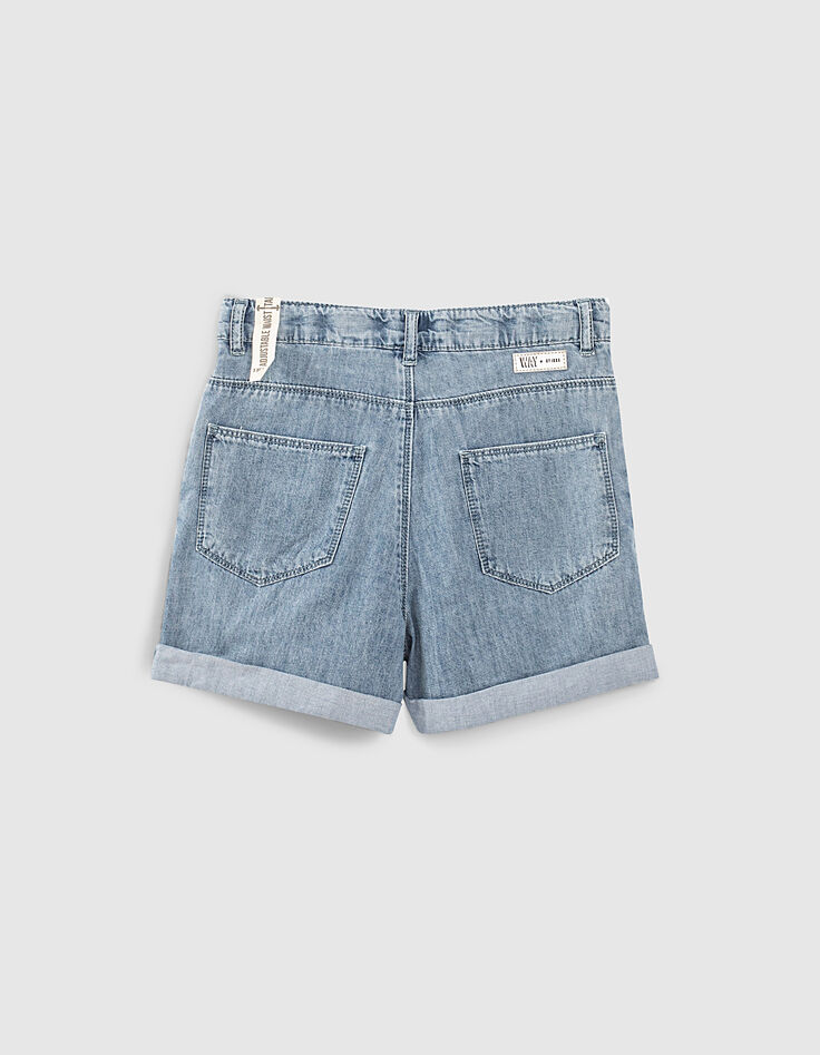 Mädchen-Mom-Shorts mit Schalgürtel, Bio, in Light Blue-4 Mädchen-Mom-Shorts mit Schalgürtel, Bio, in Light Blue-4