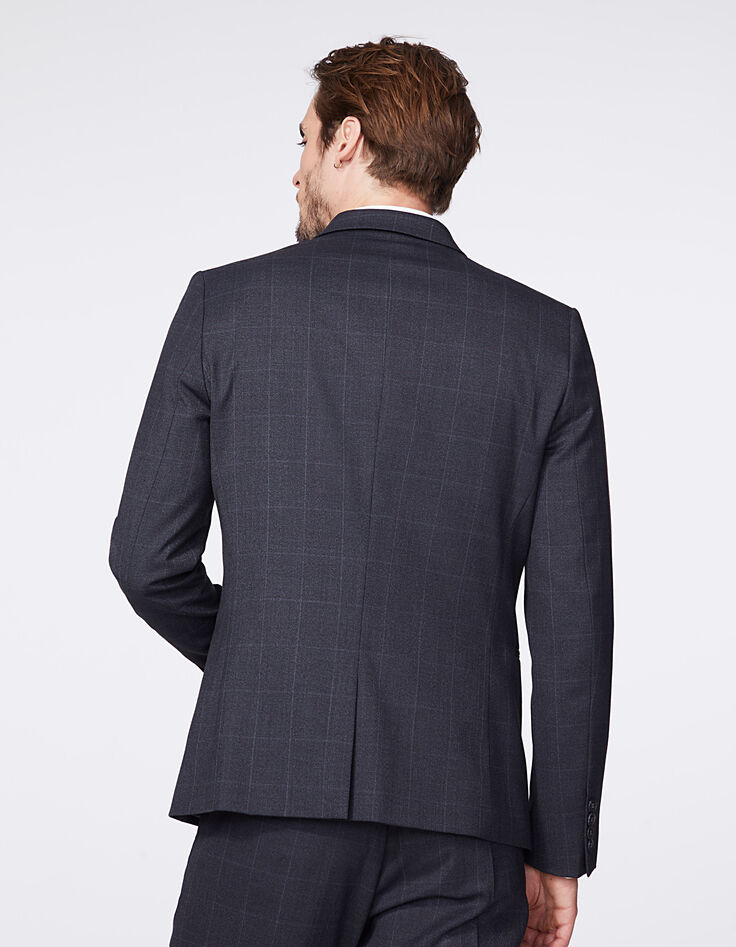 Men’s mouse grey check suit jacket-4