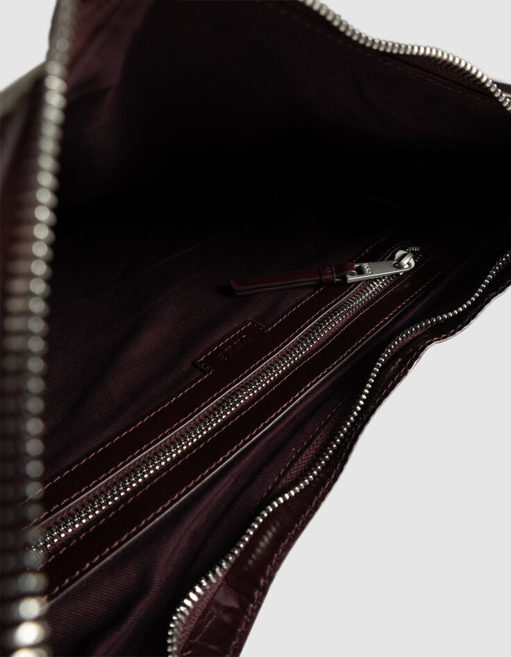 Bolso semiluna burdeos cuero brillante Allane mujer-5 Bolso semiluna burdeos cuero brillante Allane mujer-5