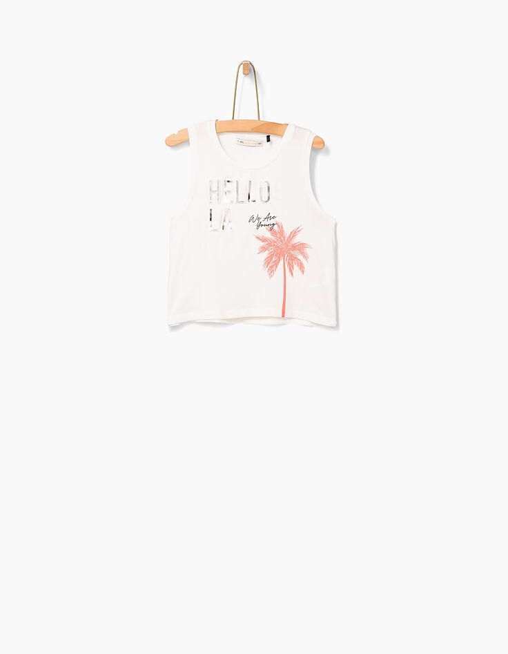 Girls’ off-white HELLO LA cropped vest top-2