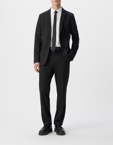 Men&rsquo;s black Milano knit STRAIGHT suit trousers - IKKS