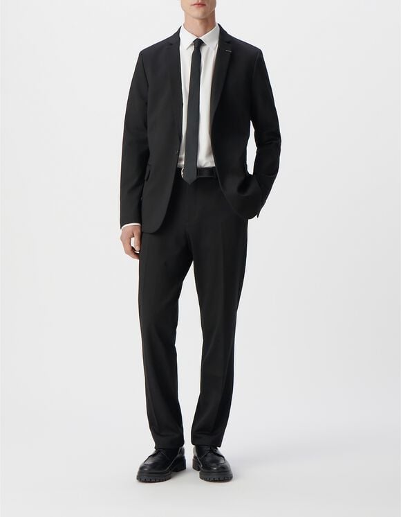Pantalón de traje RECTO negro punto Milano hombre